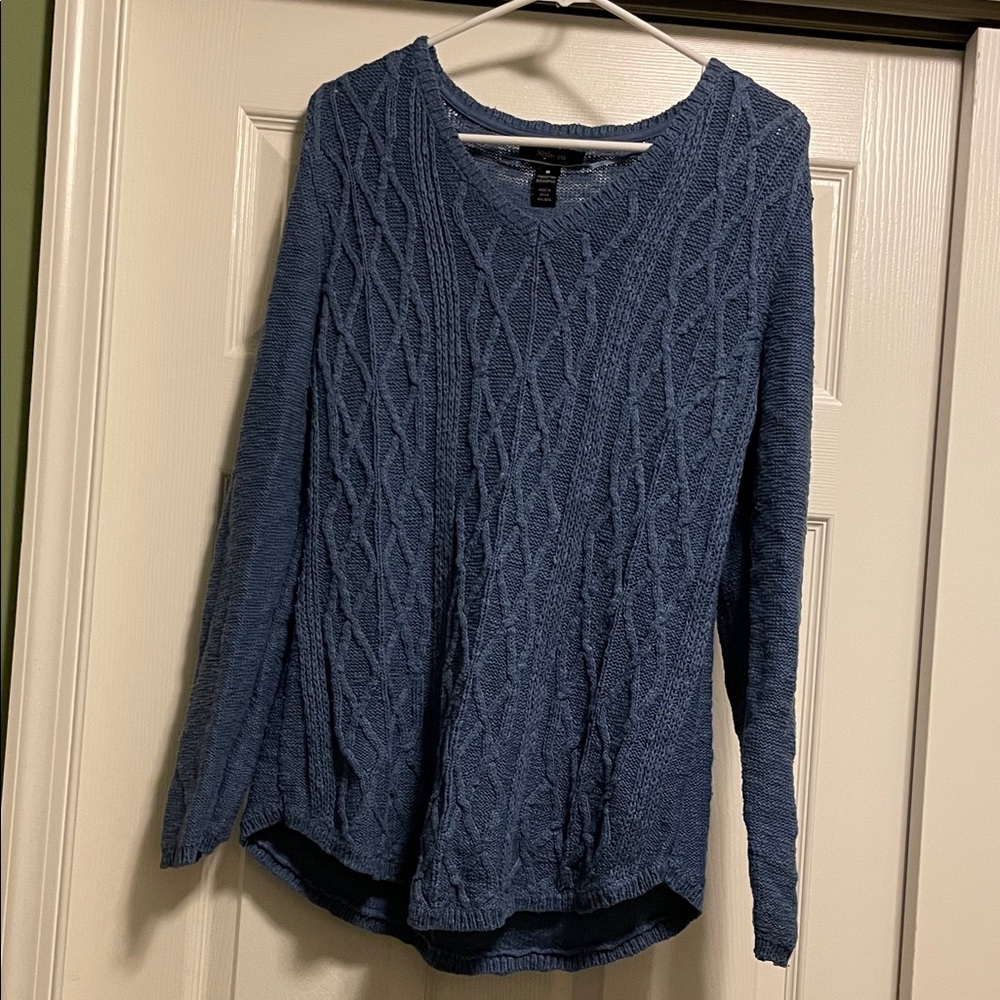 Style & Co. Blue Textured Knit Sweater